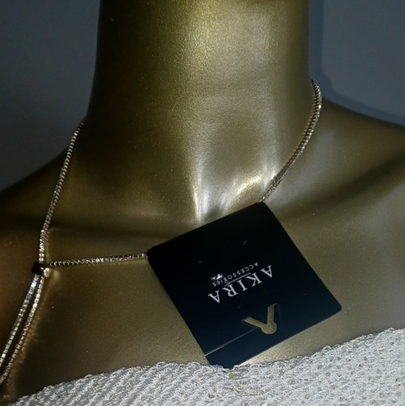 NWT Akira Sparkly Rhinostone Long Necklace with A Knot Detail - Picture 7 of 13